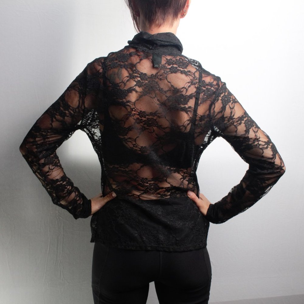 Wild Fable Lace Long Sleeve Sheer Top Women L - Picture 5 of 11